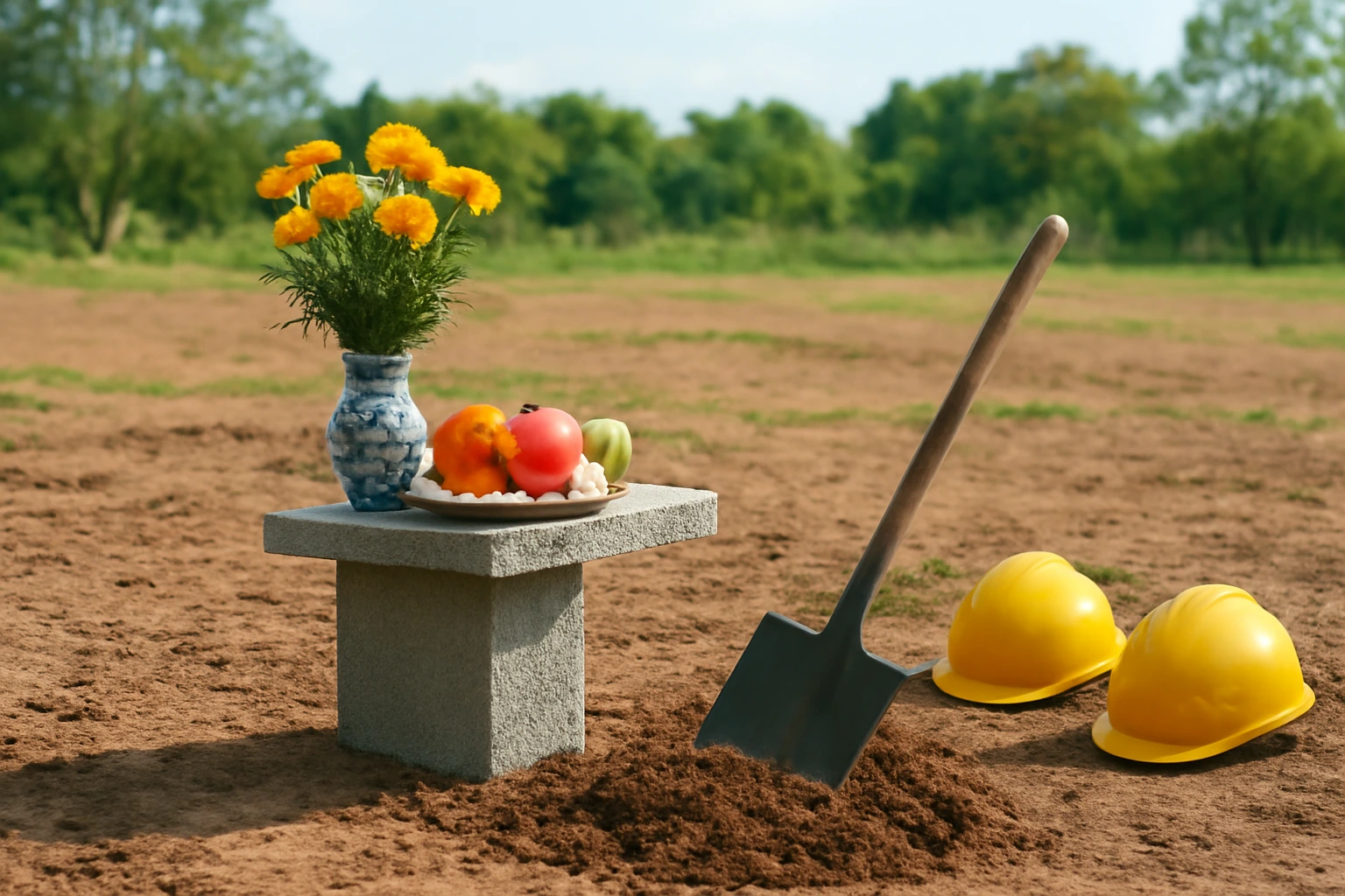 Lễ động thổ trước khi xây nhà: mâm cúng ngoài công trình, ai đứng lễ và an toàn công trường